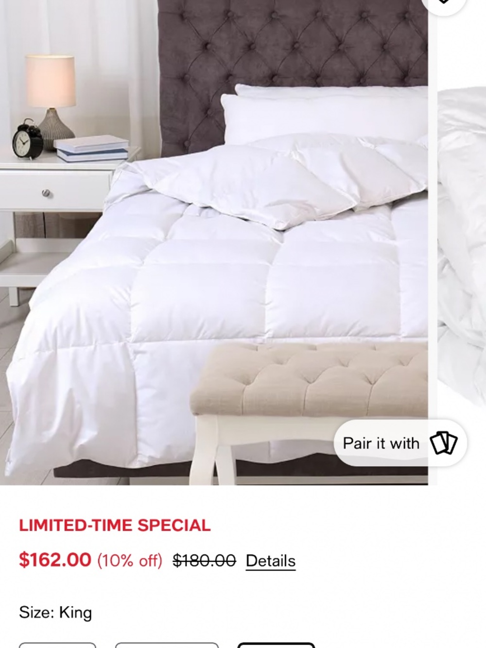 King Melange Home Down Alternative Comforter NWT